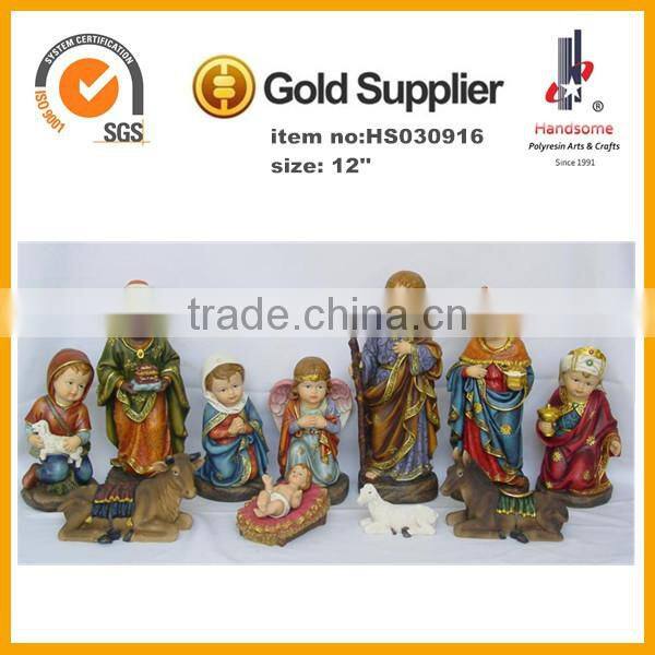 12 Inch Hot Sale 11 Pcs Resin Christmas Nativity Set Wholesale Baby Jesus Mary and Joseph