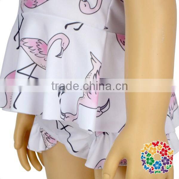 Kid Ruffle Swimwear Bikini Summer White Print Swimming Clothes set Wholesale Swimsuits