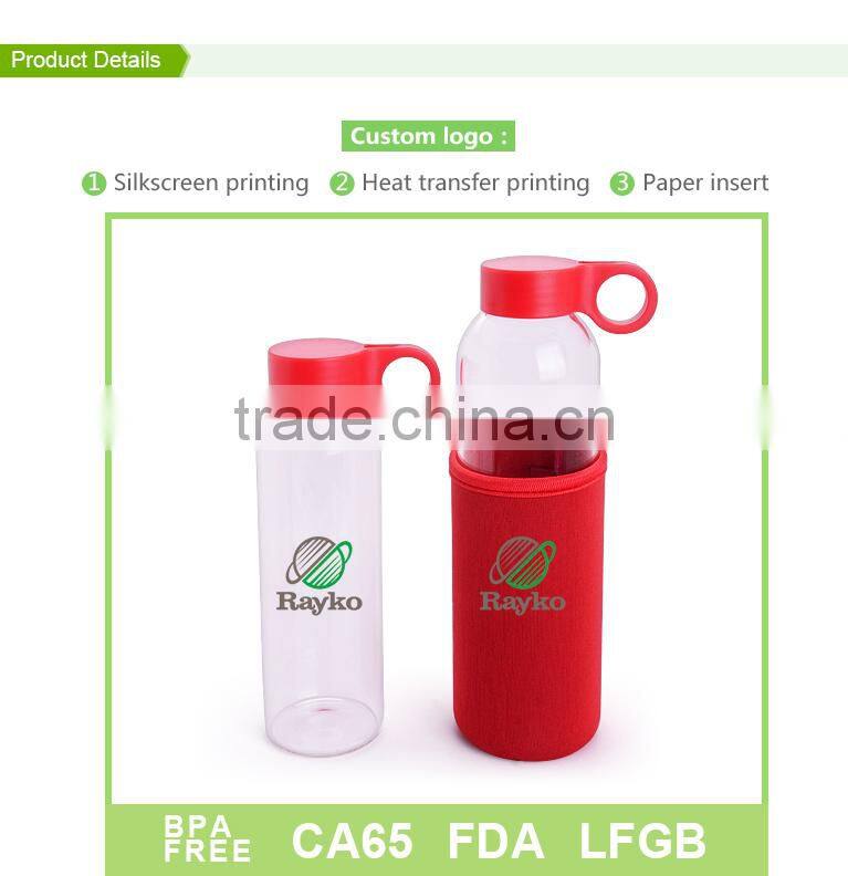 350ml 560ml Single wall Glass bottle with Cloth sleeve