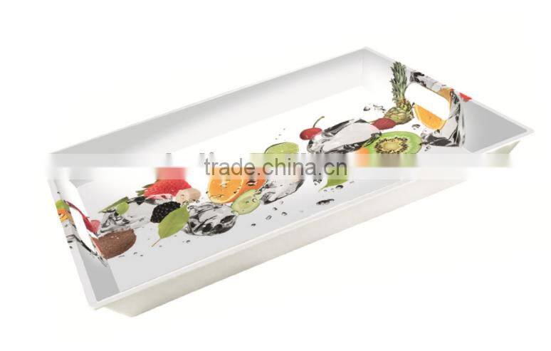 Food grade Melamine serving tray with full decor design on surface
