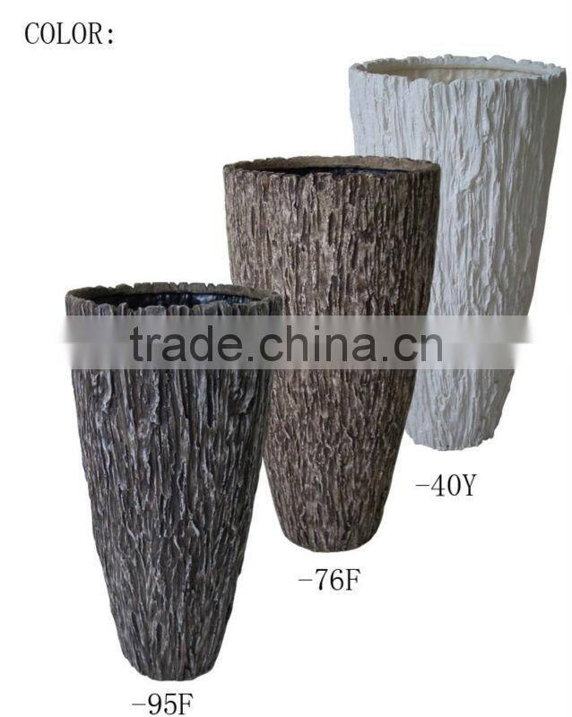 sandstone finish round polystone garden planters