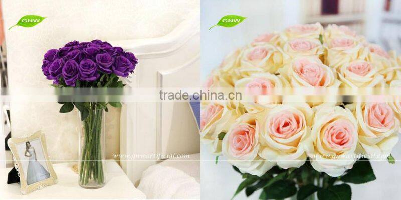 GNW FLS01 Artificial Flower Rose Bundle Real Touch Good Quality Factory Wholesale for Wedding Decoration