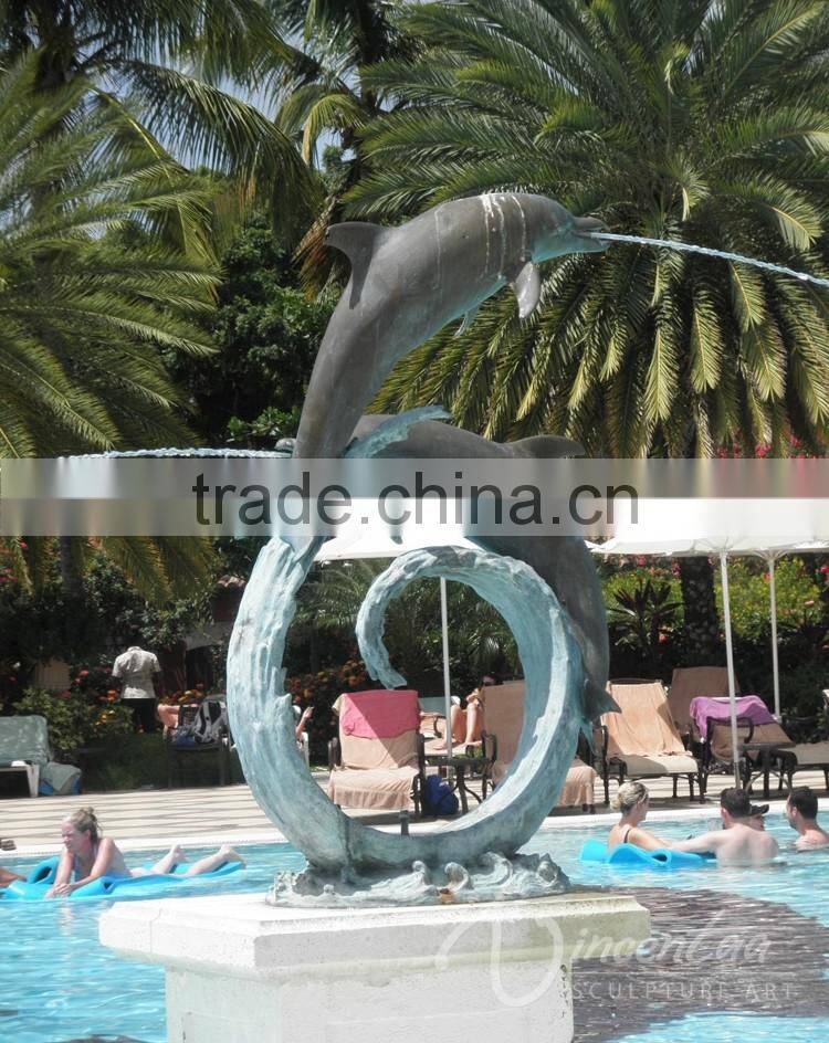 outdoor decoration metal craft bronze dolphin statues for swimming pools
