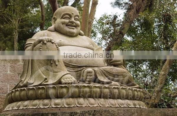 Chinese stone antique hand made carved marble laughing buddha garden statues