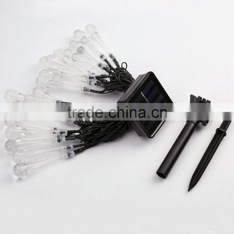 Solar recharged LED Outdoor multi-color Water Drop Fairy Lights