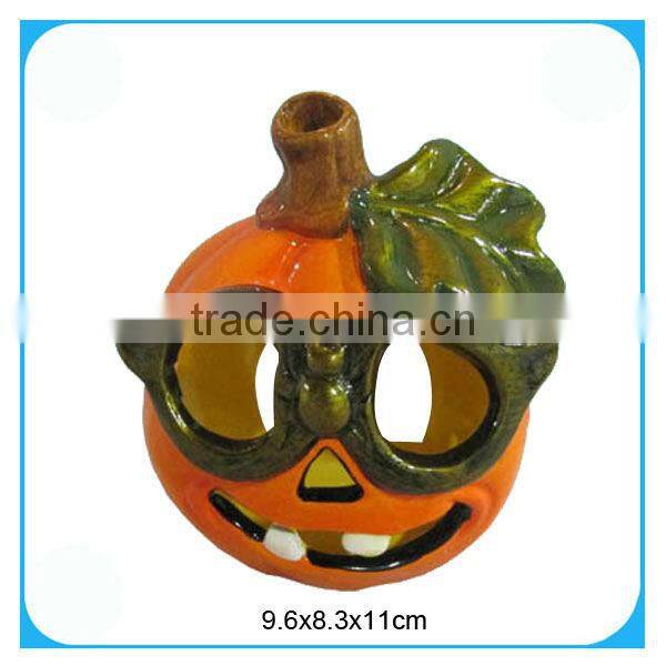 Ceramic pumpkin halloween decor candle holder