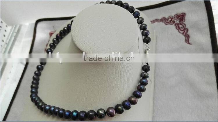 3-4mm black freshwater pearl necklace with 925 sterling silver