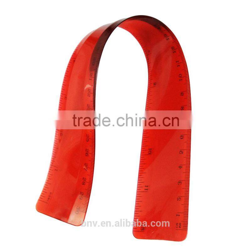 New designer 30cm quality colorful rolling clear PVC flexible ruler