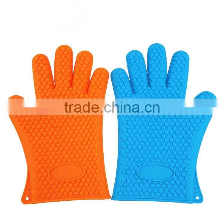 Non-Slip Food Grade Oven Mitts, Pot Holder for Cooking, Baking, Barbeque (BBQ), Cooking 5-Finger Protective Kitchen Gloves