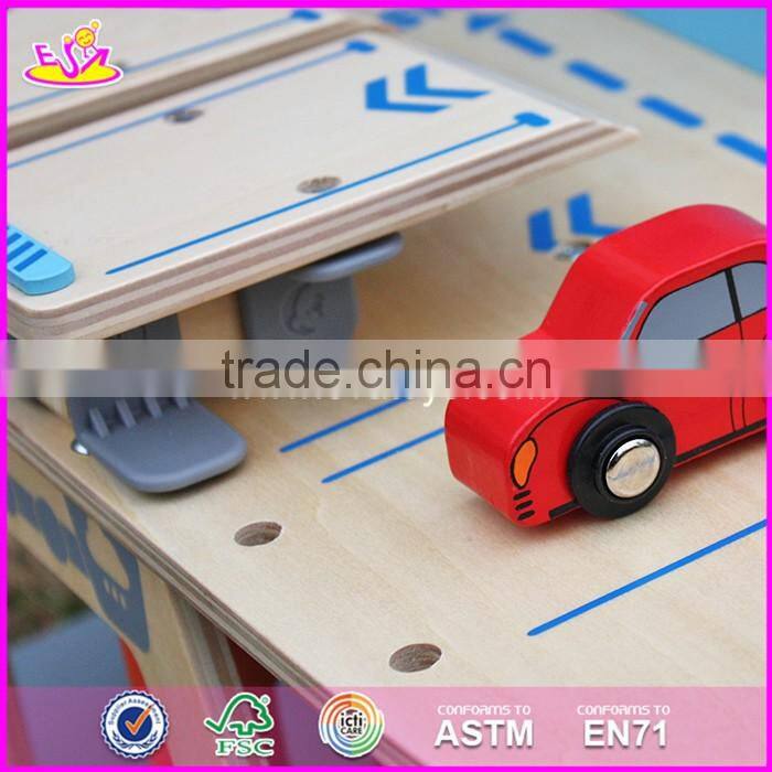 2017 new products children parking toy wooden toy garage set W04B048