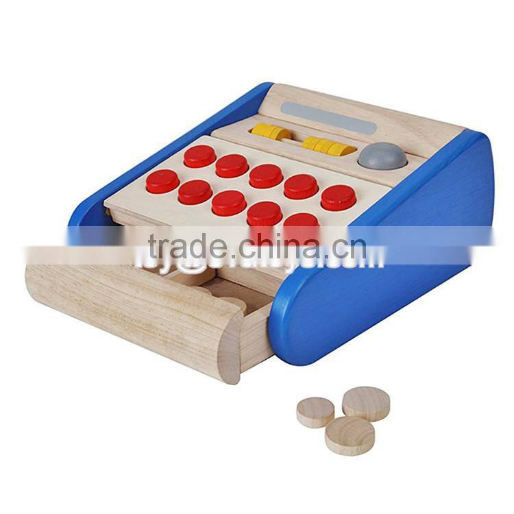 New style kids pretend play cash register wooden cashier toy W10A062