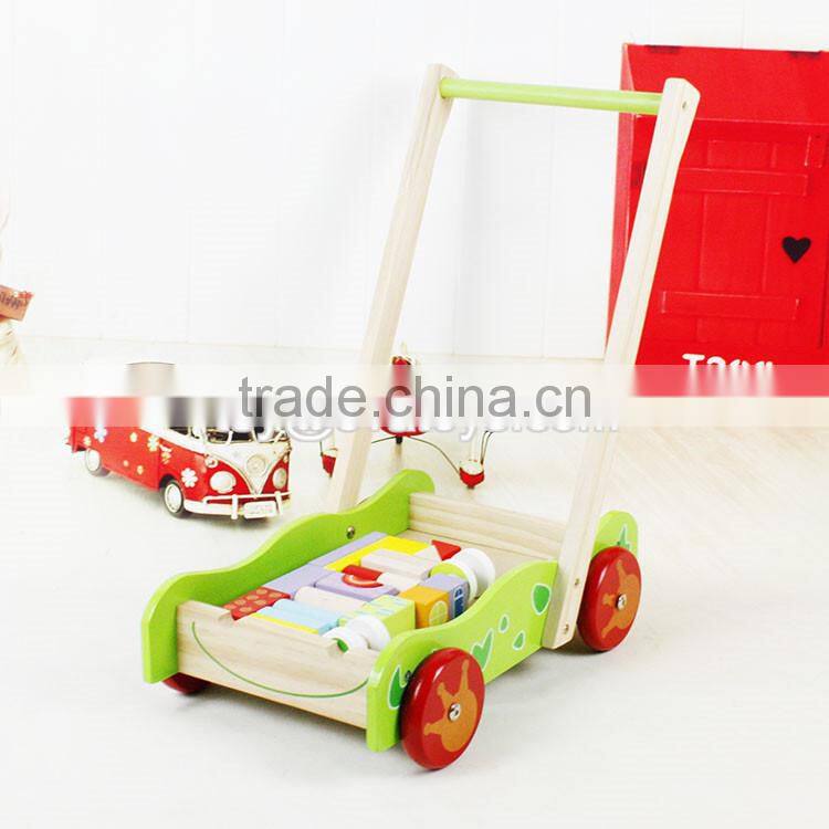 wholesale educational wooden baby activity walker funny toys wooden baby activity walker with building blocks W16E076