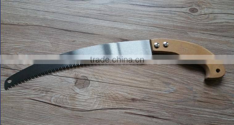 12" curved pruning saw with good quality big wooden handle