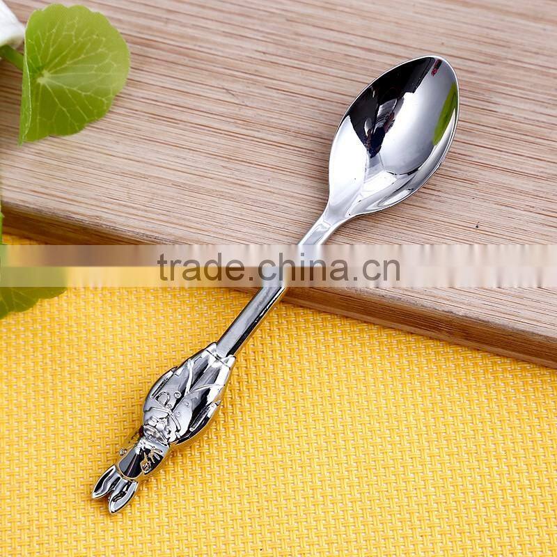 New design hot selling rabbit shape zinc material kids spoon and fork cutlery set