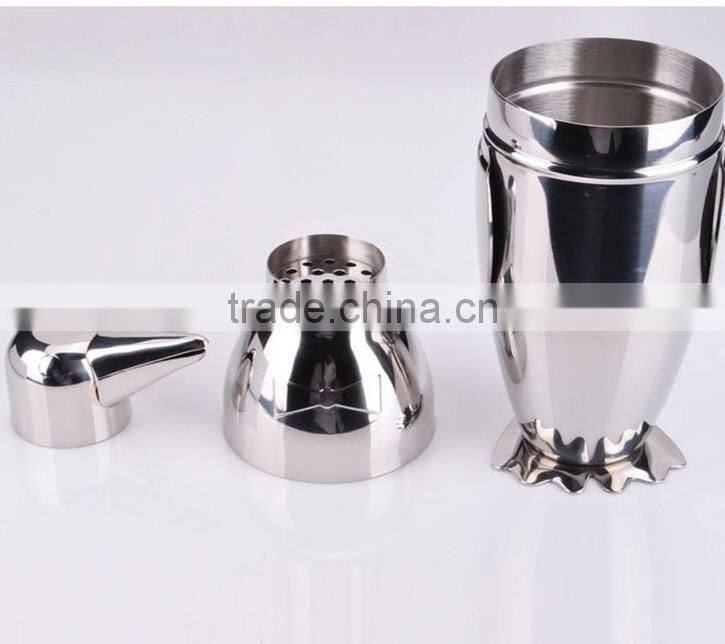 stainless steel penguin shape cocktail shaker
