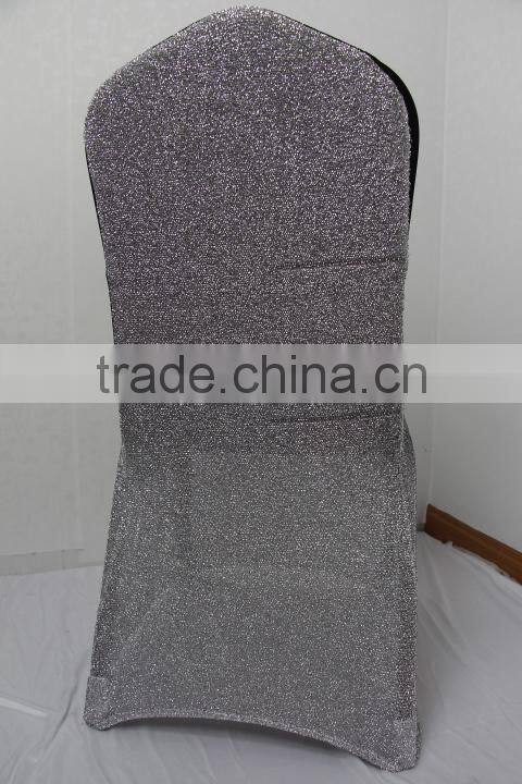 Silver Glitter Back Black Lycra Banquet Standard Chair Cover For Wedding Use