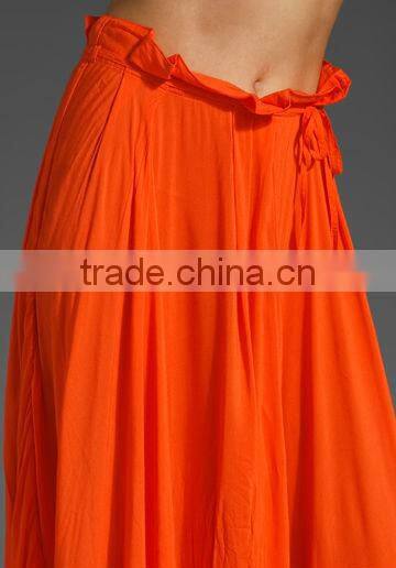 12SK004 Cherry Red Lady pleat fashion skirt,latest design.