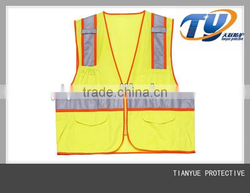 2017 Reflective safety vest fluorescent orange security vest