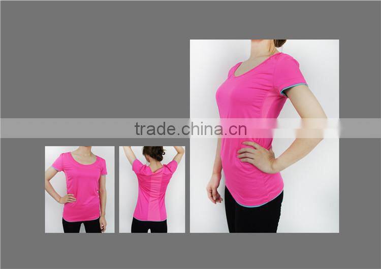 High quality short sleeve clothing sport ladies gym wear womens fitness apparel top