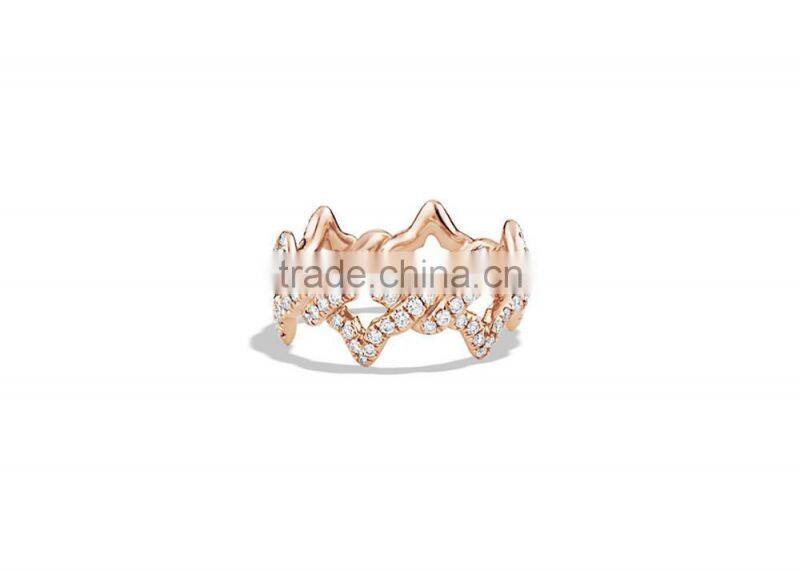Rose Gold Plated CZ Studded Crown Shape Fashion Ring