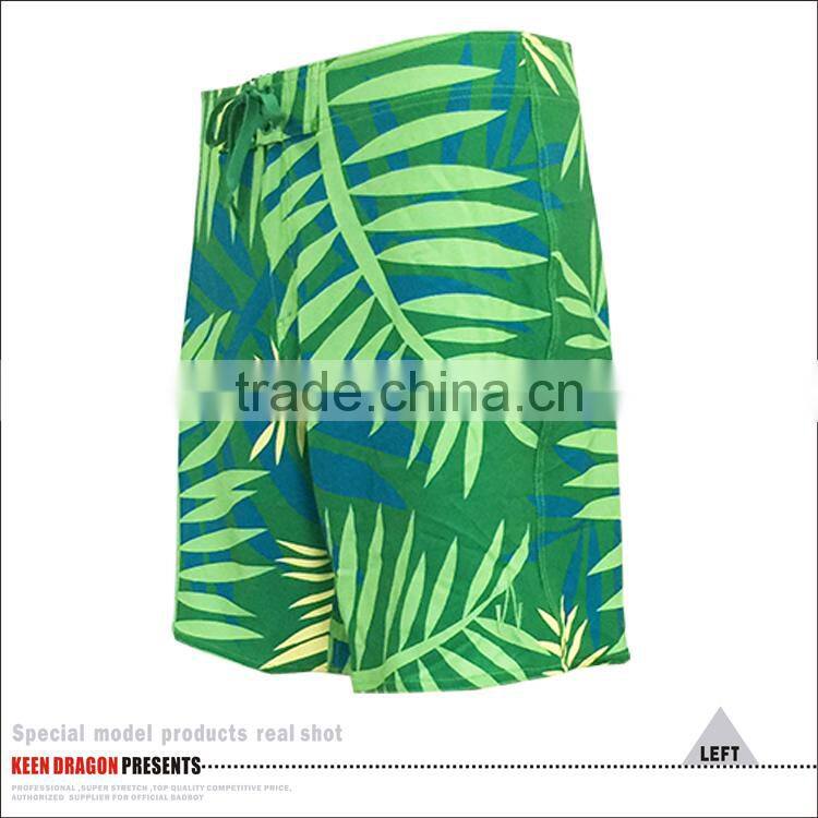 2017 new arrival swim&beach wear leaf print custom mens surfing shorts