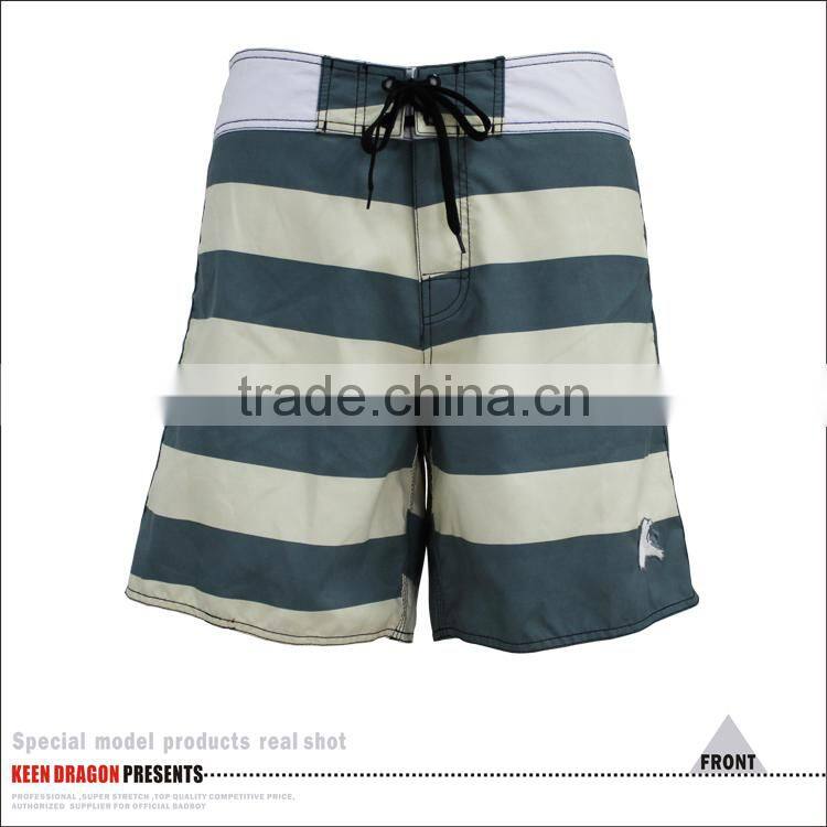 cheap price striped pattren customized waterproof pockets swim trunks
