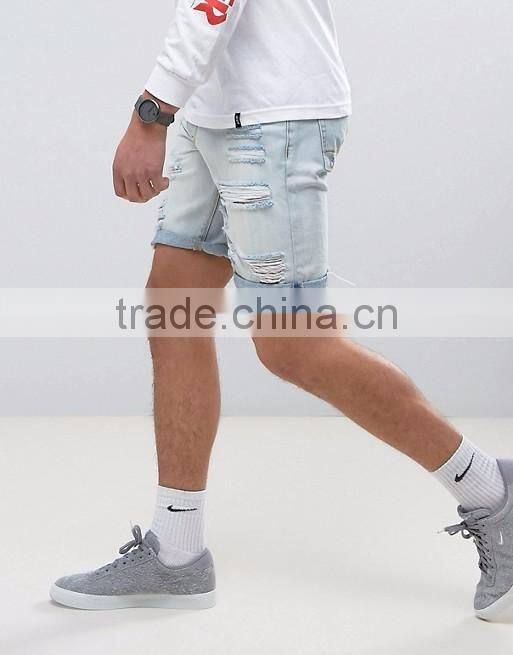 New fashion jeans shorts men distressed straight pants jeans