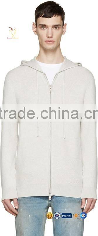 2016 Mens White Cashmere Cardigans Sweaters With Hood
