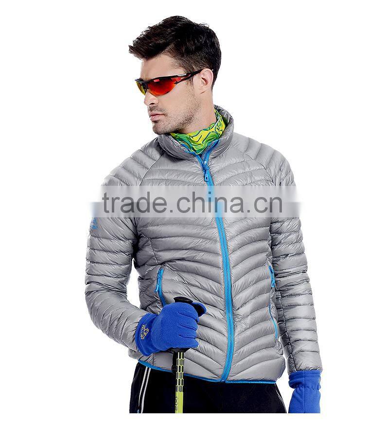 Custom logo ultralight down goose feather jacket for men