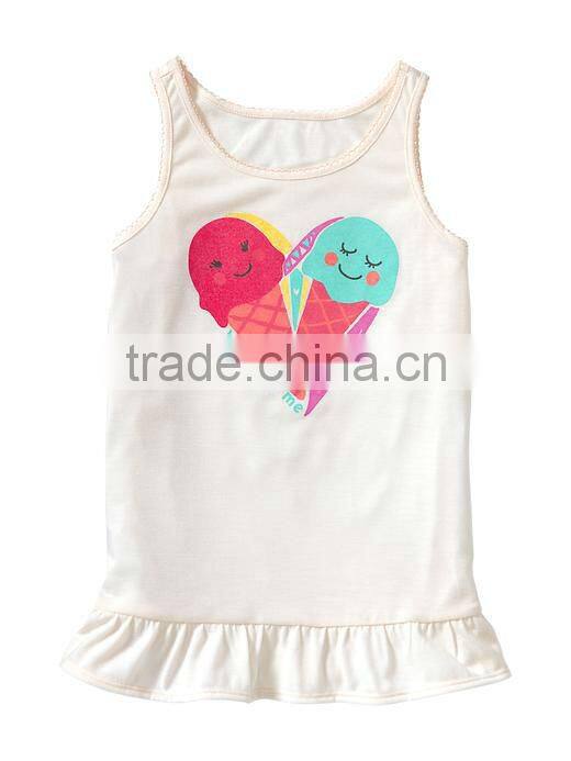 Heat transfer printed girls ruffled top