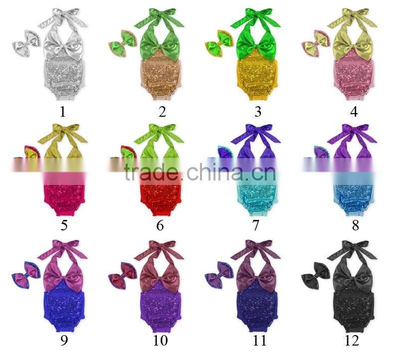OEM Manufacturer Boutique Baby Swimwear Kids Sequins Beachwear with Headband