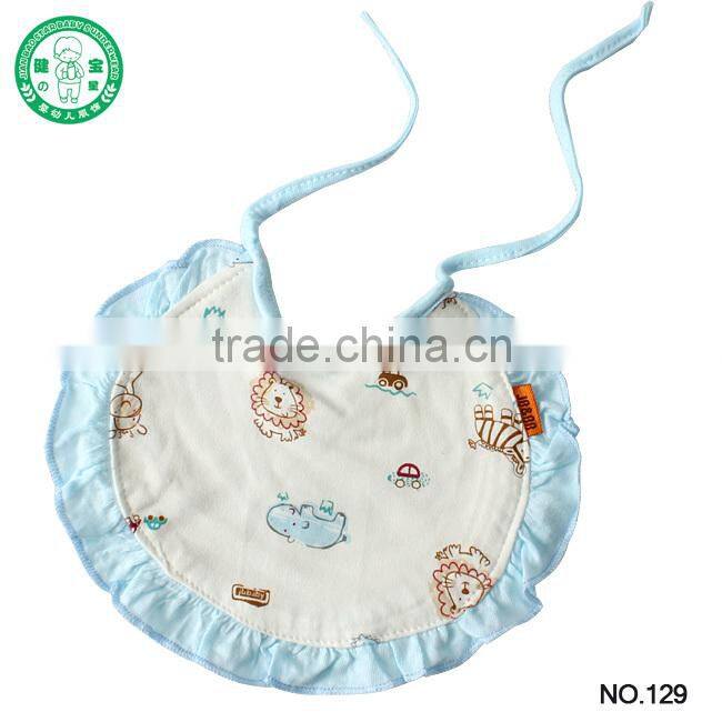 Ruffled corner 100% cotton cute baby bibs