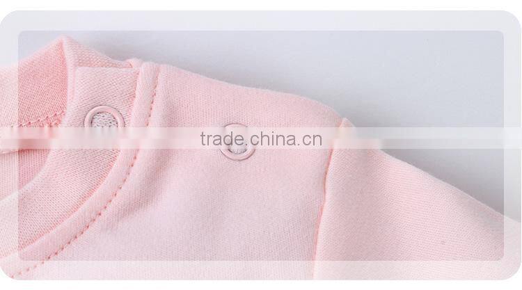 Puff printing cute pink crew neck baby girls long sleeves t-shirt