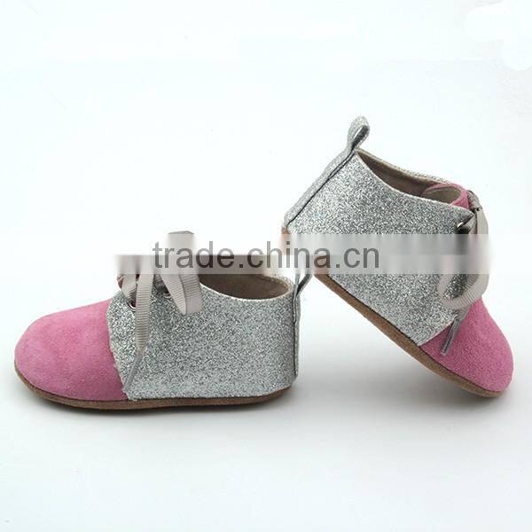 Wholesale Rose Pink Genuine Leather Moccasins Baby Shoes with 2017