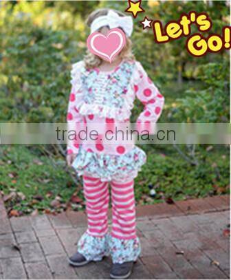 2015 Fashion baby winter fall chevron pajamas outfits girl clothing set gigle moon remake sets