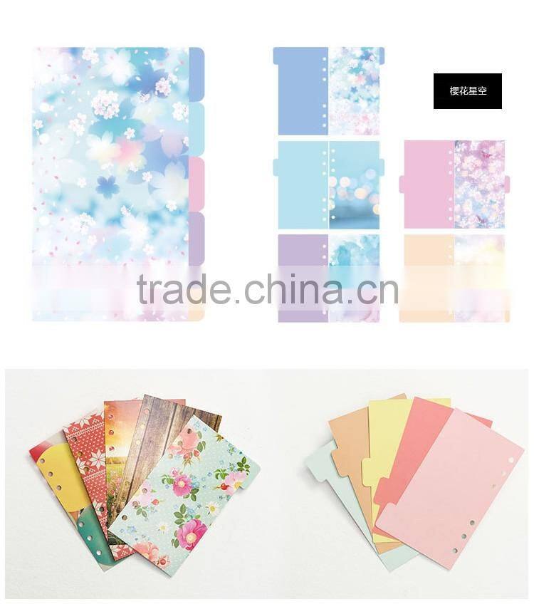 A5/A6 art paper 4/1C printing custom planner index page 6 holes planner internal page