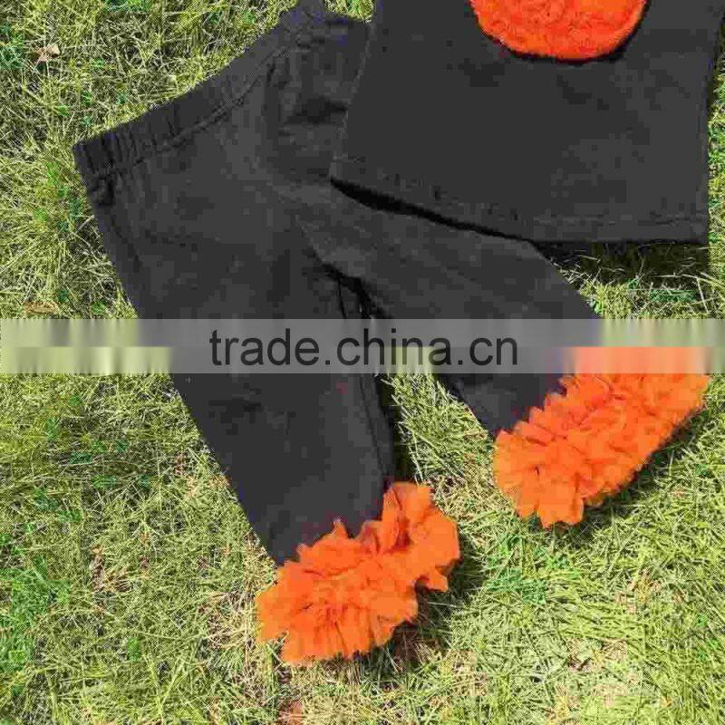 girls boutique halloween outfits kids ruffle pants sets girls Halloween clothes necklace and headband