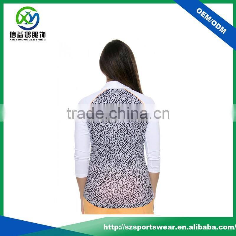 New Style Three Quarter Sleeve Leopard Printing Perfect Fit V-neck Polo T Shirts For Women