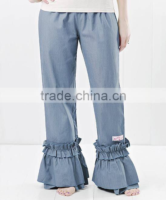 2016 Latest Women Trousers With Chambray Women Ruffle Pants Women Clothes PT90420-50