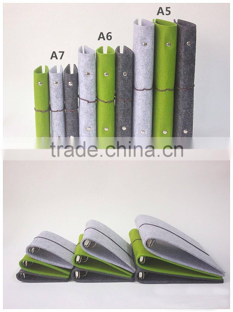 Novel logo custom shorthand spiral binding journal diary notebook and felt cover with elastic band