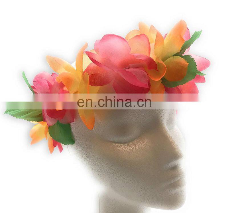 Rose flower lei garland rose headband silk headband lei headband kauai headband