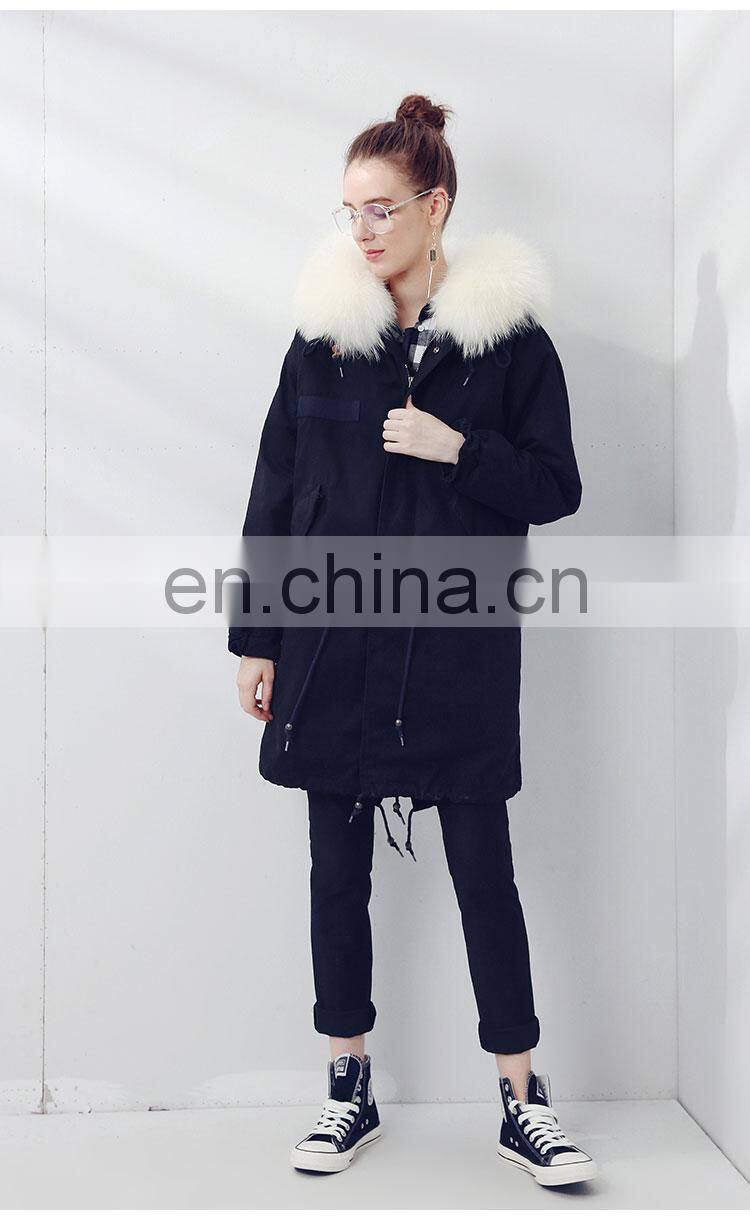 New Winter Design Genuine Raccoon Fur Collar Coat Women and Real Fox Fur Parka