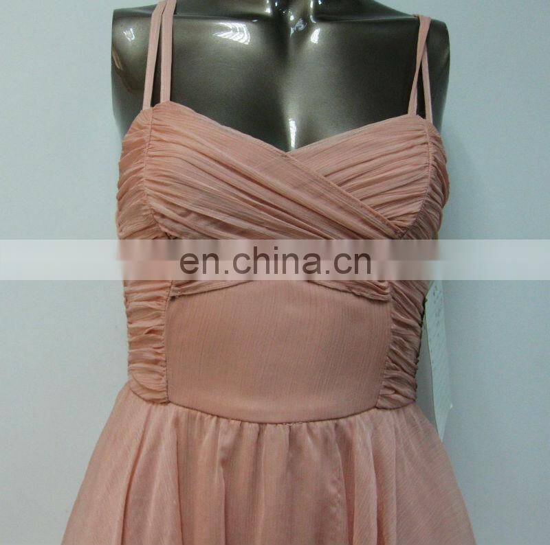 Light pink young ladies spaghetti strap short dress