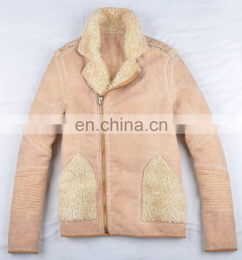 2017 fashion autumn&winter sherpa bonded pu jacket for men