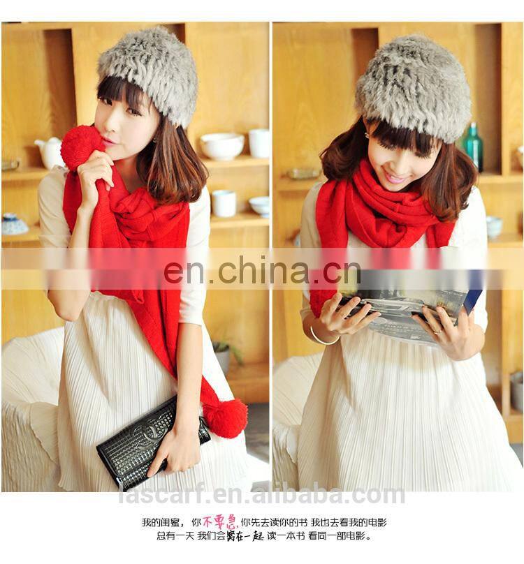 100% acrylic women scarf printed big long shawl ball of yarn red