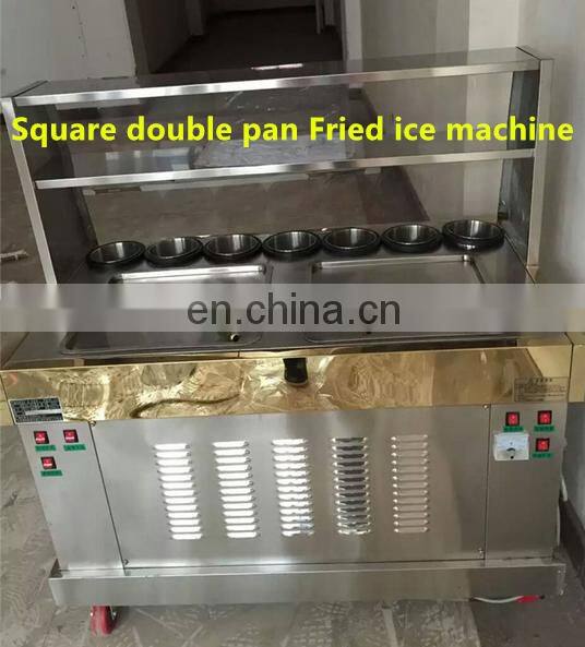 10 fruit container double pan Instant Ice Cream Rolls Machine/Thailand Rolled Fried Ice Cream Machine