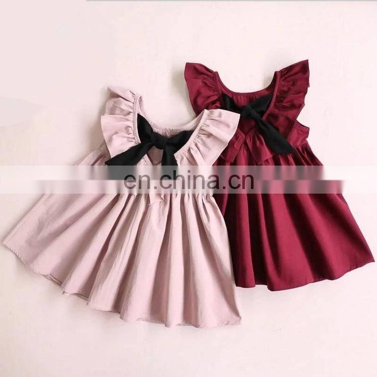 2colors New Style Spring summer big bows Girls Dresses Kids Children Clothing Baby Girl Dresses
