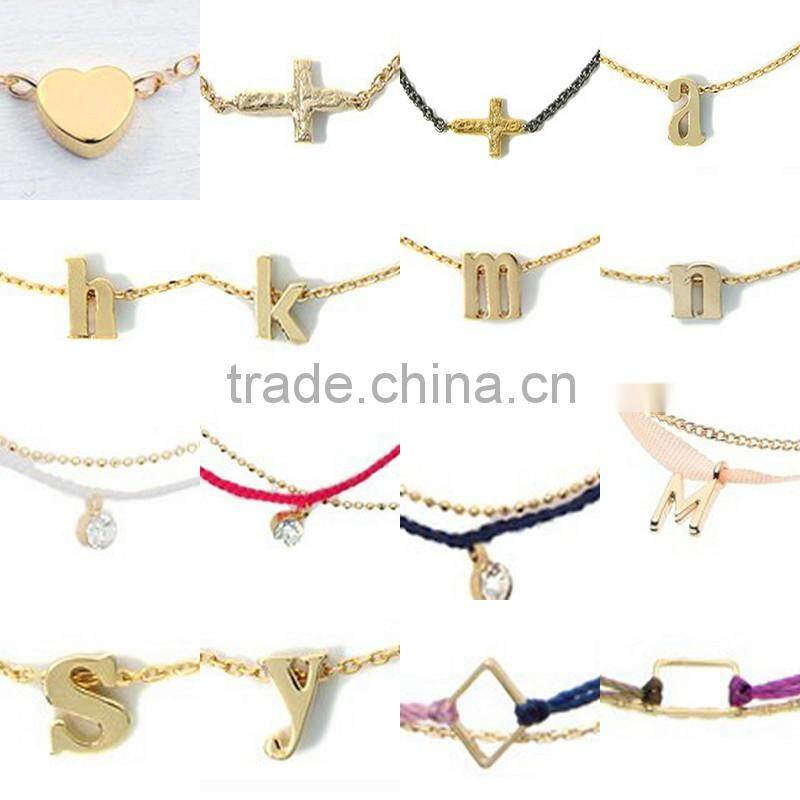 WL1113 Lastest designs new gold simple letter K bracelet Diy letter bracelet
