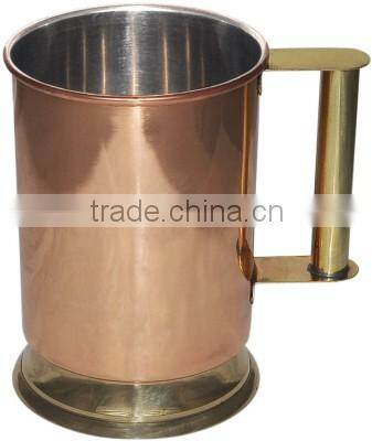 Shiny Finish Copper Beer Mug With Beautiful Brass Handle