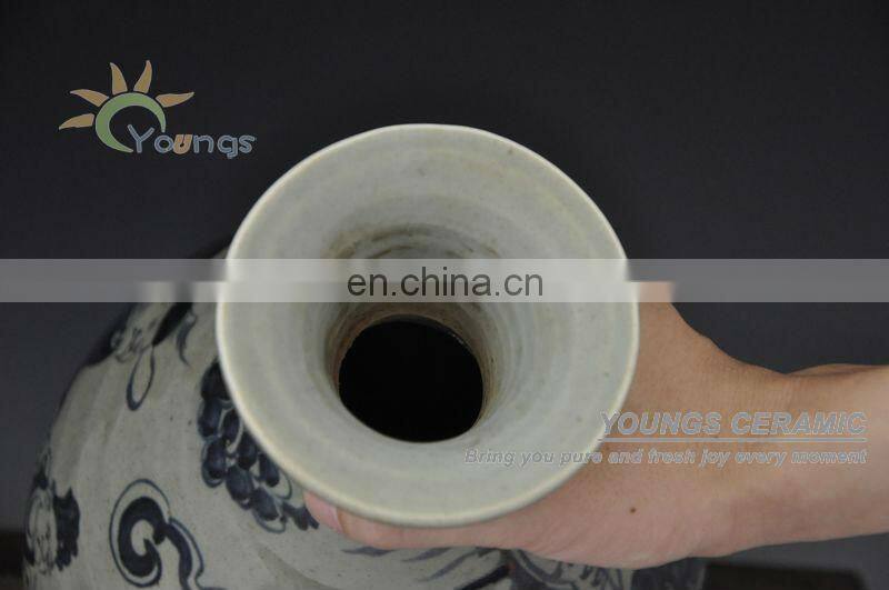 Antique Ming Reproduction Chinese Blue and White Porcelain Figure Vases